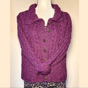 Aran Sweater Market Honeycomb Button-Up Cardigan
